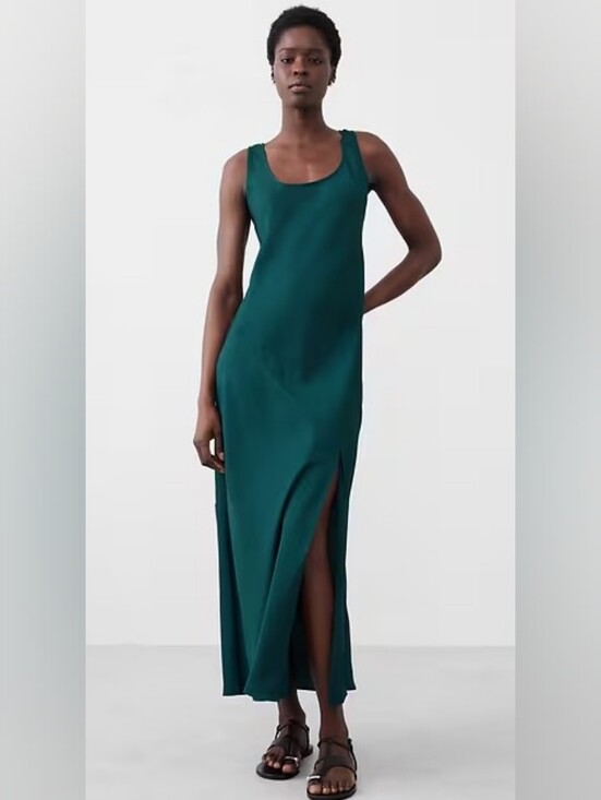 Banana Republic Dresses & Skirts - Banana Republic NWT  Sliky Teal Maxi Slip Dress with Side Slit Misses Large